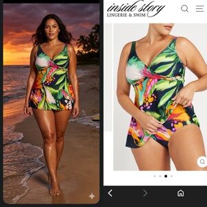 NWT Artesands Plus Chelona Delacroix Multi Cup Fit Swimsuit Dress Sz 10.D-G Cup.